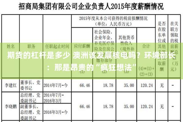 期货的杠杆是多少 澳洲该发展核电吗？环境部长：那是昂贵的“疯狂想法”