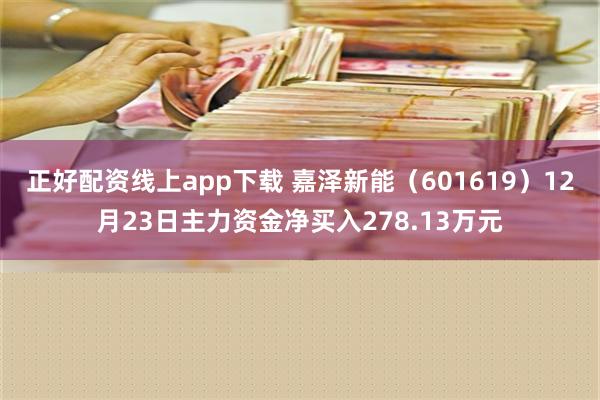 正好配资线上app下载 嘉泽新能（601619）12月23日主力资金净买入278.13万元